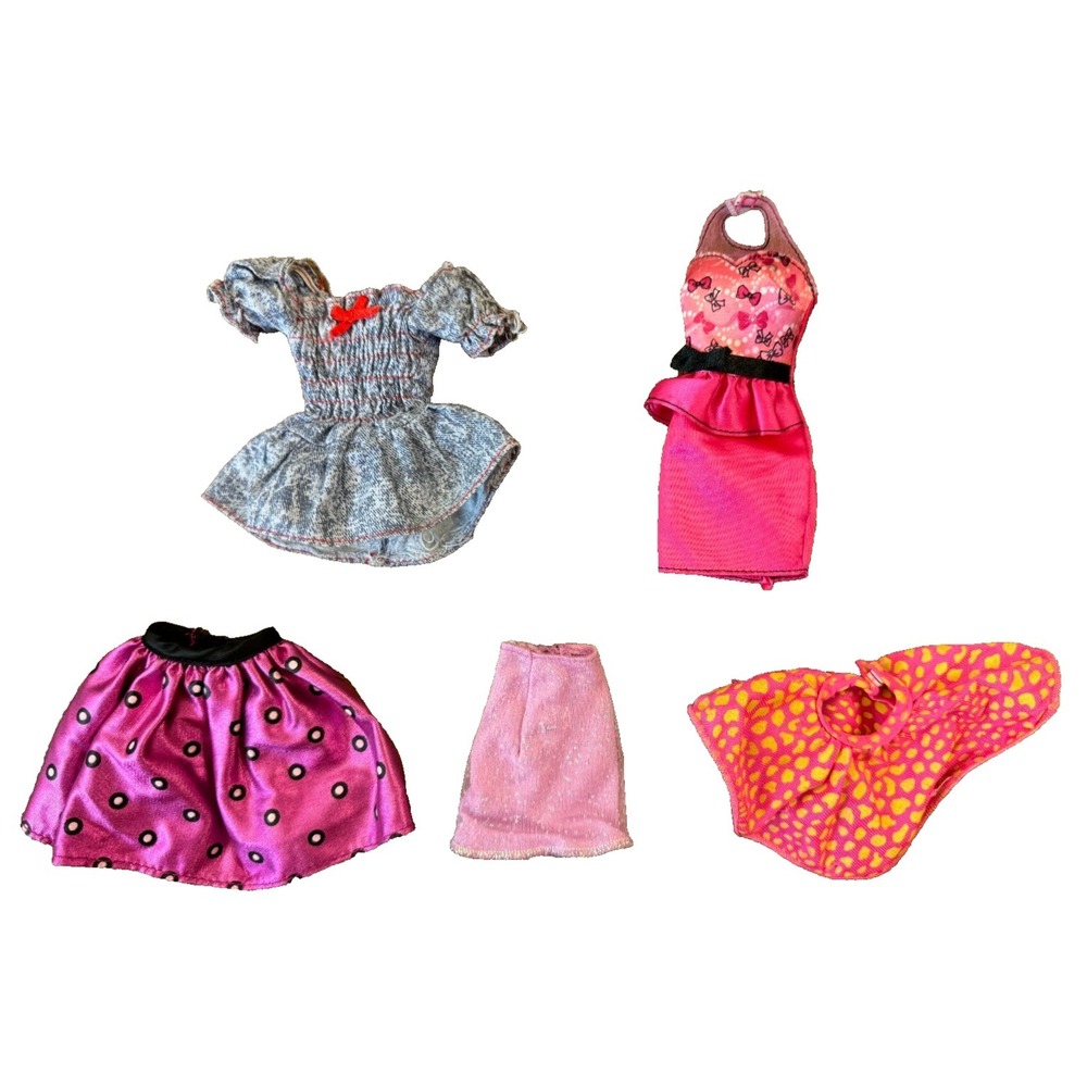 Vintage Barbie Doll Clothes Lot 1980s 1990s Acid Wash Dresses Skirts Pink Black